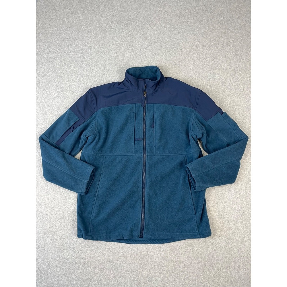 Duluth Trading Shoremans Fleece Gridlock Jacket Mens LT Blue Full Zip 7 Pockets